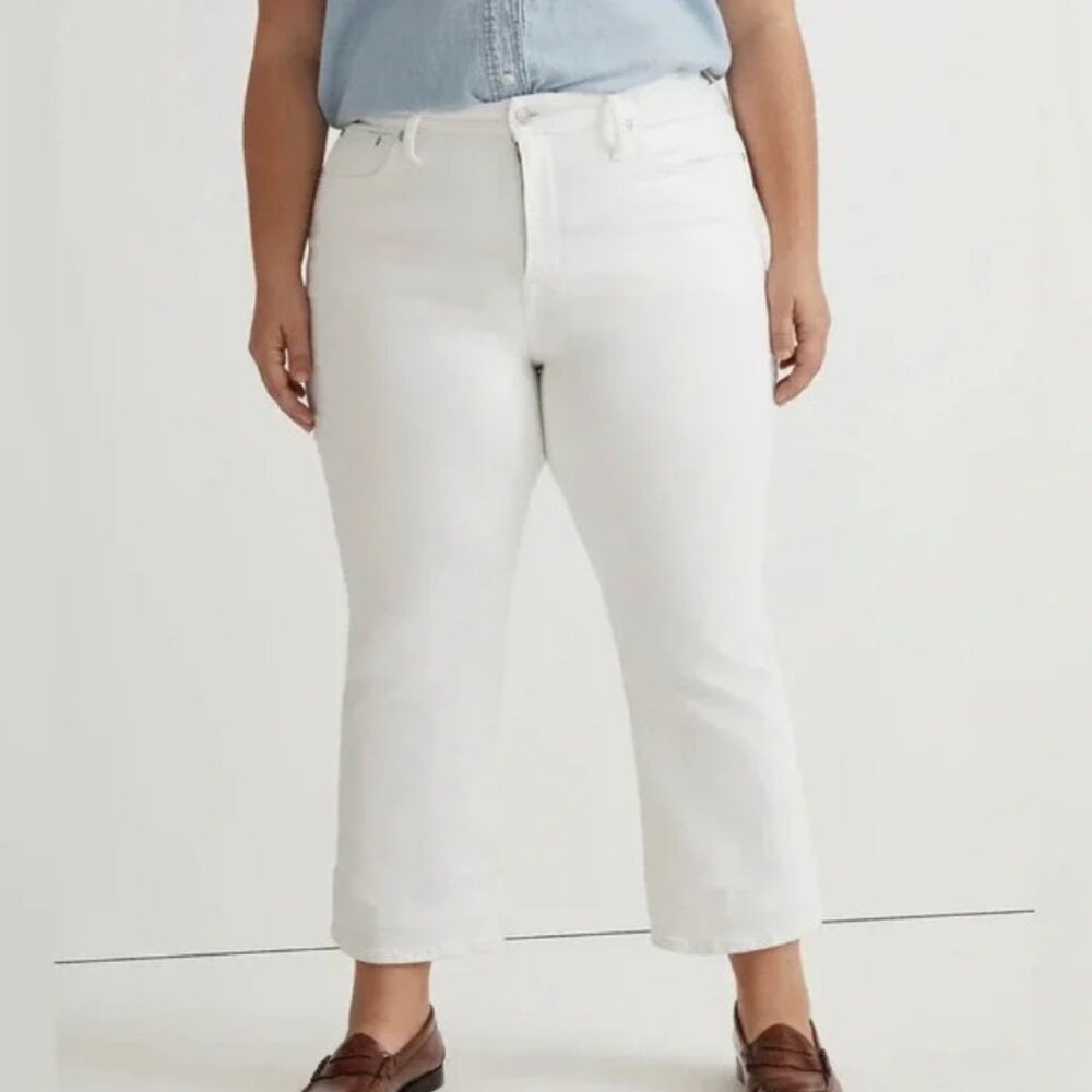 Madewell Mid-rise Kick Out Crop‎ Jeans White 33